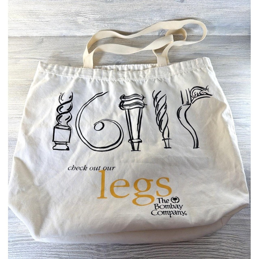 Vintage Bombay Company Check Out Our Legs Canvas Bag Tote Washable USA Le Chic